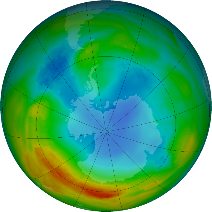 Antarctic ozone map for 01 August 1988